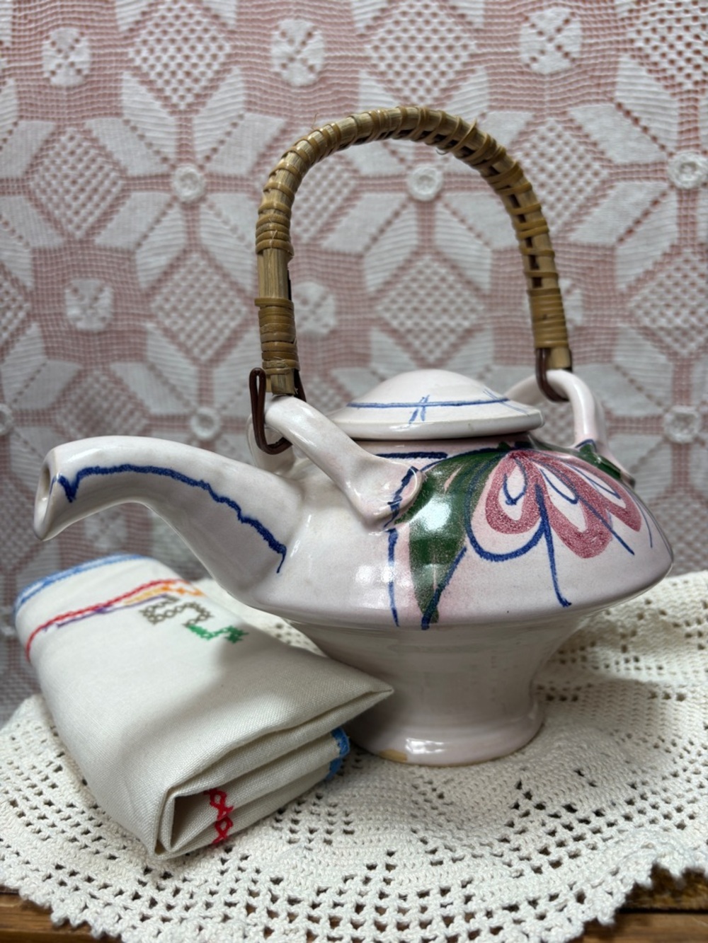 Goldie Sherman Studio Pottery Teapot Majolica Style Canada - Picture 2 of 14